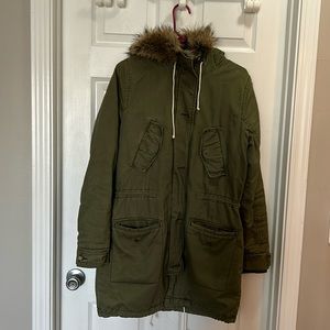 Abercrombie & Fitch zip/snap army green coat